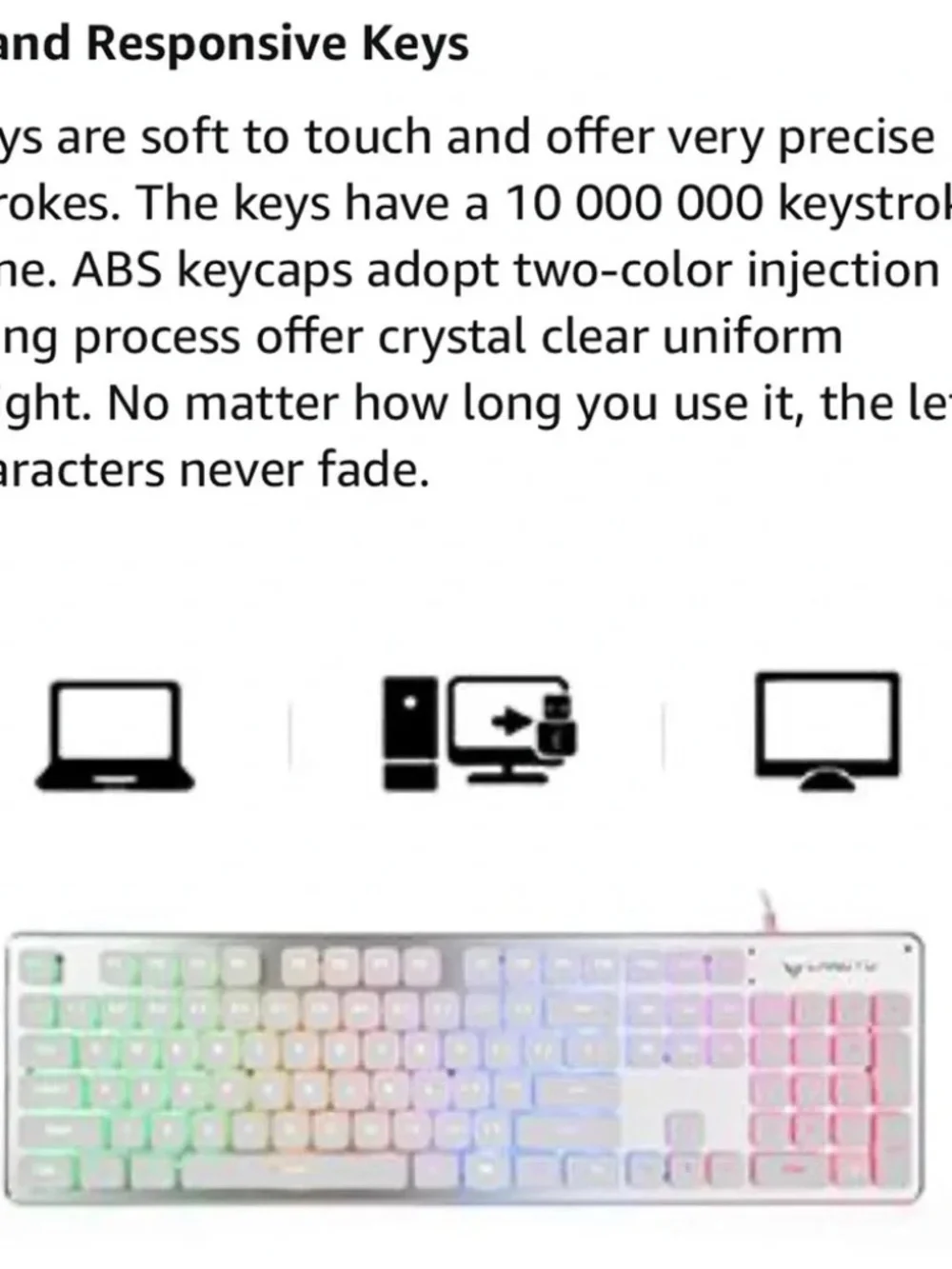 LANGTU Keyboard Lights On or Off USB for MAC and PC